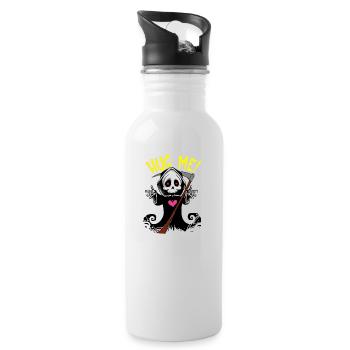 Sensenmann with heart Gothic Death Heavy Metal Pink - Water bottle with straw - white - Right
