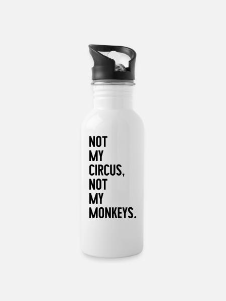 Pas mon cirque, pas mes singes - Gourde avec paille intégrée - blanc