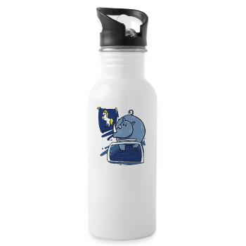 Rhino rhinoceros unicorn funny Christmas gift - Water bottle with straw - white - Right