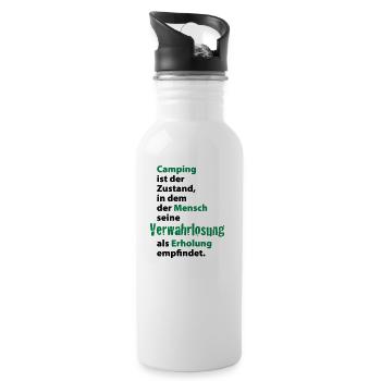 Camping Verwahrlosung Zuhause Zelten Urlaub Ferien - Trinkflasche mit integriertem Trinkhalm - Weiß - Rechts