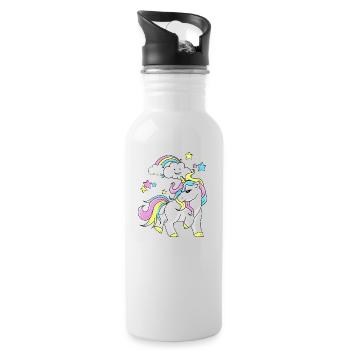 Einhorn - Trinkflasche mit integriertem Trinkhalm - Weiß - Rechts