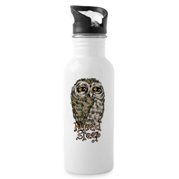 Tired owl needs sleep - Water bottle with straw - white - Right