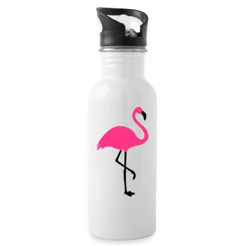 Flamingo -Sommer Sonne Strand - Trinkflasche mit integriertem Trinkhalm - Weiß - Rechts