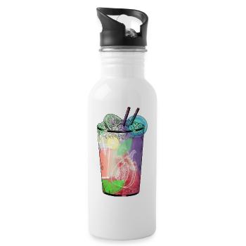 Kunterbunte Cocktail-Vibes im Glas - Trinkflasche mit integriertem Trinkhalm - Weiß - Rechts
