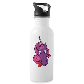 Einhorn - Trinkflasche mit integriertem Trinkhalm - Weiß - Rechts