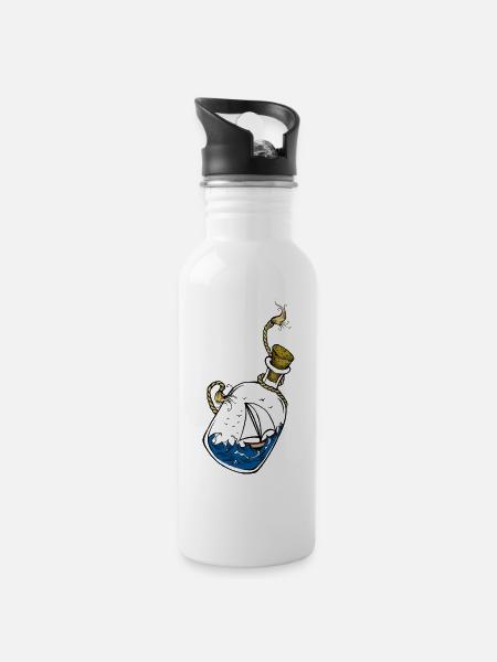 bottle in the sea - Water bottle with straw - white