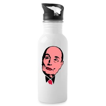 Francois Mitterrand Führer - Trinkflasche mit integriertem Trinkhalm - Weiß - Rechts