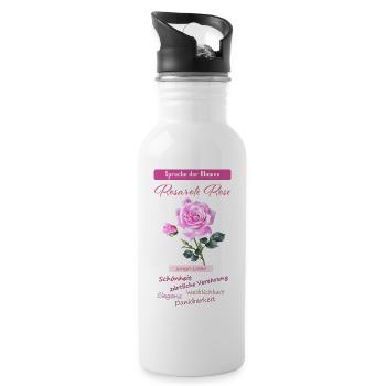 rose rose, langue des fleurs - Gourde avec paille intégrée - blanc - Droite