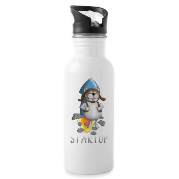coole Startup Rakete - Trinkflasche mit integriertem Trinkhalm - Weiß - Rechts