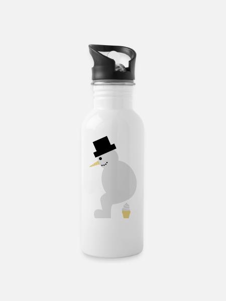 Mobile Softeis-Fabrik? - Trinkflasche mit integriertem Trinkhalm - Weiß