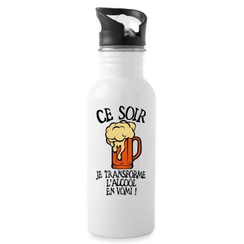 ajouter age transforme alcool vomi anniv - Gourde avec paille intégrée - blanc - Droite