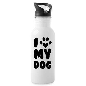 Love My Dog - Water bottle with straw - white - Right