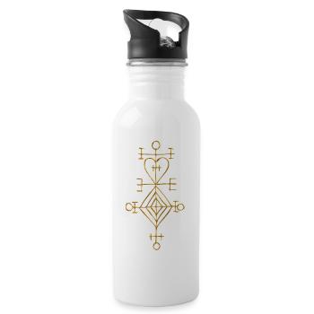 Ástarstafur, Love Charm, Magic Rune Amulet - Water bottle with straw - white - Right