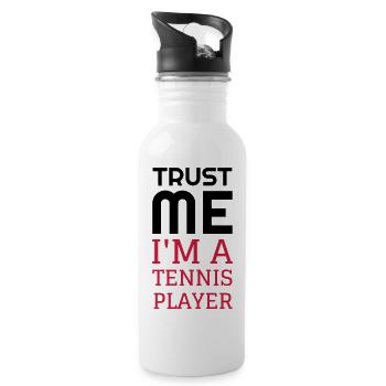 Tennis - Sport - Racket - Tennis Player - Tenis - Trinkflasche mit integriertem Trinkhalm - Weiß - Rechts