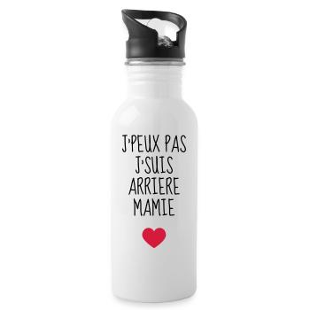 Arrière Mamie / Mamy / Grand Mère / Famille - Gourde avec paille intégrée - blanc - Droite