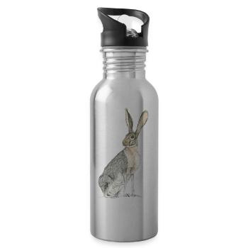 Rabbit with long spoons - Water bottle with straw - silver - Right
