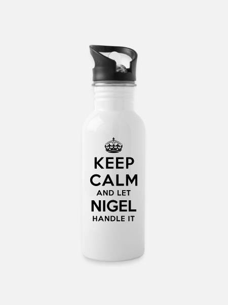 keep calm and let nigel handle it - Water bottle with straw - white