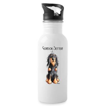 Funny Gordon Setter - Dog - Dogs - Gift - Water bottle with straw - white - Right