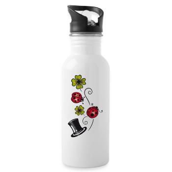 Silvester. Traditional german lucky charm symbols - Water bottle with straw - white - Right