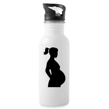 schwanger silhouette - Trinkflasche mit integriertem Trinkhalm - Weiß - Rechts