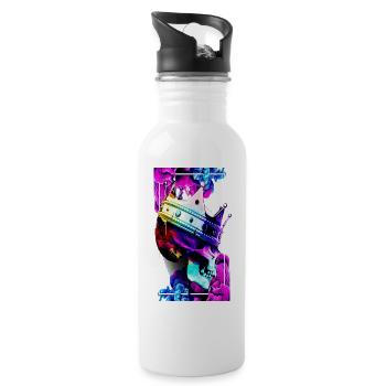 Schädel - Trinkflasche mit integriertem Trinkhalm - Weiß - Rechts