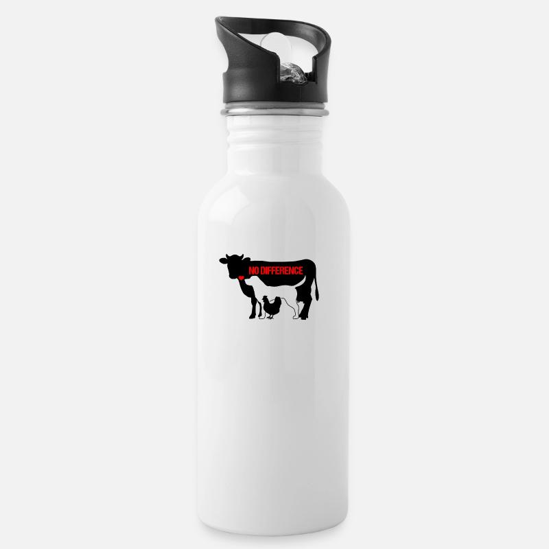 Chien vache poulets pas de différence animaux vegan cadeau - Gourde avec paille intégrée - blanc