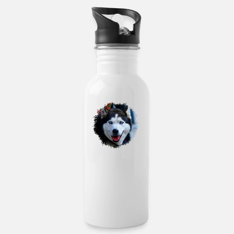 Husky - Trinkflasche mit integriertem Trinkhalm - Weiß