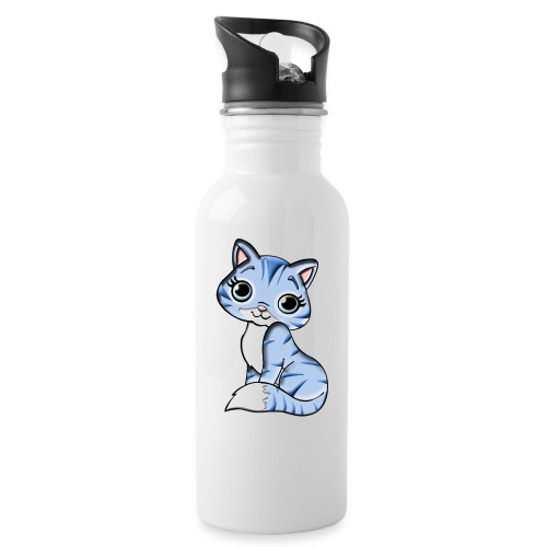 lovely cat - Trinkflasche mit integriertem Trinkhalm