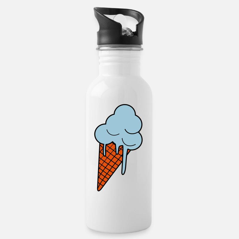 Schmelzendes Eis - Trinkflasche mit integriertem Trinkhalm - Weiß