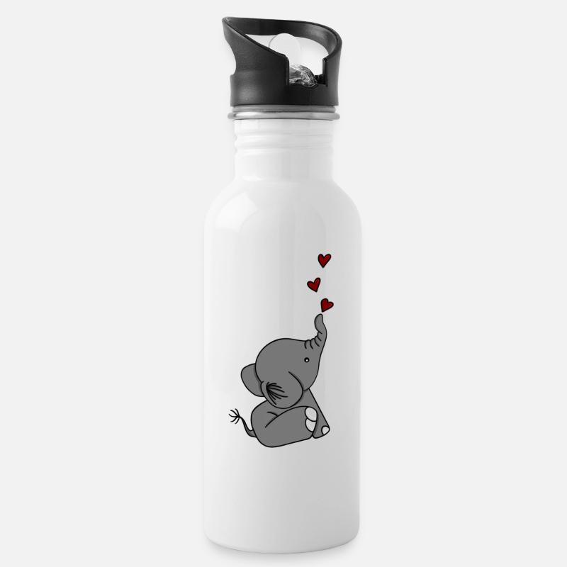 LITTLE ELEPHANT LOVE - Trinkflasche mit integriertem Trinkhalm - Weiß
