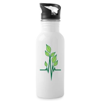 Vegan Oekologisch Puls - Trinkflasche mit integriertem Trinkhalm - Weiß - Rechts