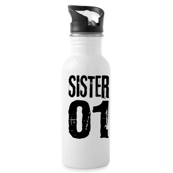 Sister 01 sister 02 sisters girlfriends cool - Water bottle with straw - white - Right