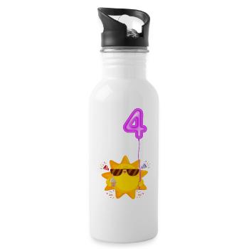 Ich bin schon 4 - Trinkflasche mit integriertem Trinkhalm - Weiß - Rechts