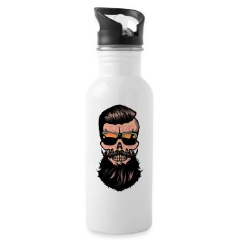 hipster mexicaine tete de mort crane barbe - Gourde avec paille intégrée - blanc - Droite