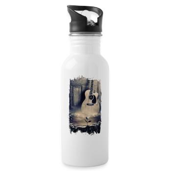 Akustikgitarre Gitarre Acoustic Guitar Musik - Trinkflasche mit integriertem Trinkhalm - Weiß - Rechts