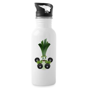 A bar of leeks with dumbbells while exercising - Water bottle with straw - white - Right