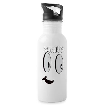 smile smile smile - Water bottle with straw - white - Right