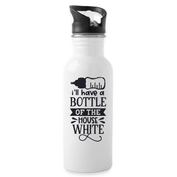 I'll Have A Bottle Of The House White - Water bottle with straw - white - Right