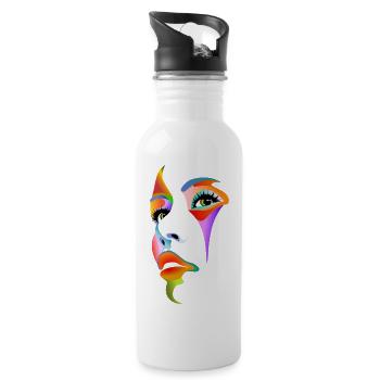 Face colorful lady lady girl woman mask cosmetics - Water bottle with straw - white - Right
