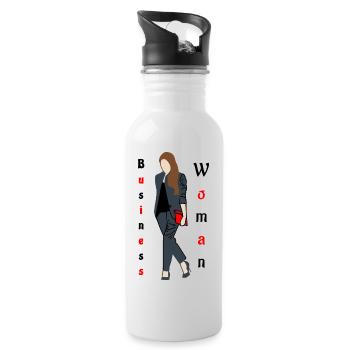 Business Frau Schwarz/Rot - Trinkflasche mit integriertem Trinkhalm - Weiß - Rechts