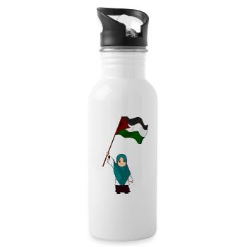 JE SOUTIENS LA CAUSE PALESTINIENNE - Gourde avec paille intégrée - blanc - Droite