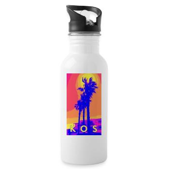 3 palm trees on Kos - Water bottle with straw - white - Right