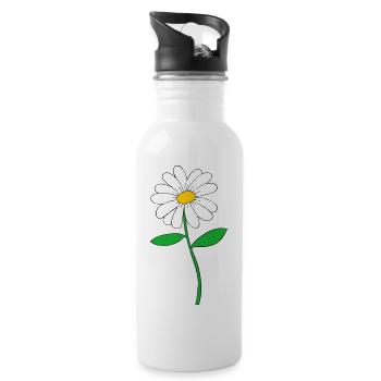 Gänseblümchenblüte - Trinkflasche mit integriertem Trinkhalm - Weiß - Rechts