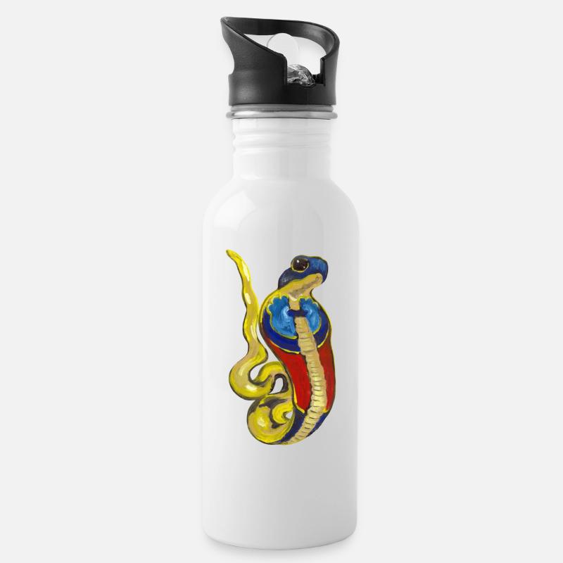 Kobra Altägypten Gottheit - Trinkflasche mit integriertem Trinkhalm - Weiß