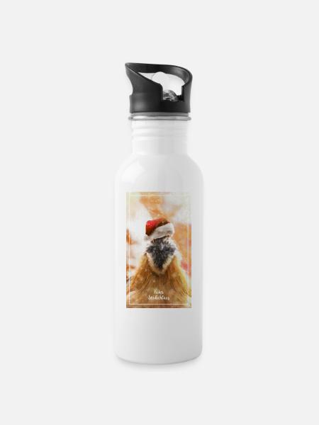 Der Seidichlaus - Trinkflasche mit integriertem Trinkhalm - Weiß