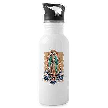 Maria die Jungfrau - Trinkflasche mit integriertem Trinkhalm - Weiß - Rechts