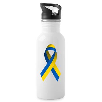 Ukraine Friedenszeichen - Trinkflasche mit integriertem Trinkhalm - Weiß - Rechts