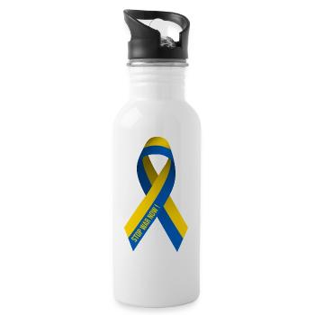 Stop War In Ukraine - Water bottle with straw - white - Right