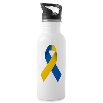Ukrainian Solidarity Loop - Water bottle with straw - white - Right