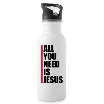 Streifen Need Jesus - Trinkflasche mit integriertem Trinkhalm - Weiß - Rechts